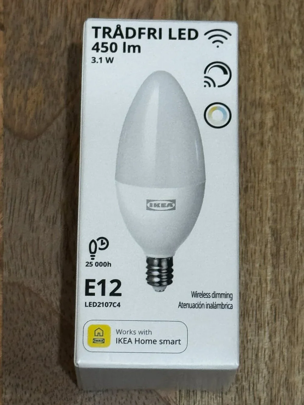 IKEA TRÅDFRI LED Chandelier Bulb E12 450 Lumens, Dimmable, White Spectrum